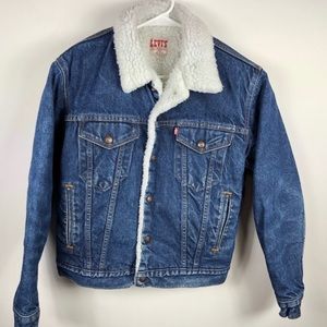 vintage Levi’s denim blue jean sherpa jacket